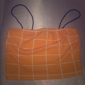 Yellow/orange checkered SHEIN crop top